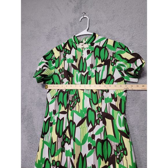 Vintage Regine Desdame Modeliste Thai Silk 60's 70's‎ Rare Green Floral Dress - Picture 6 of 9